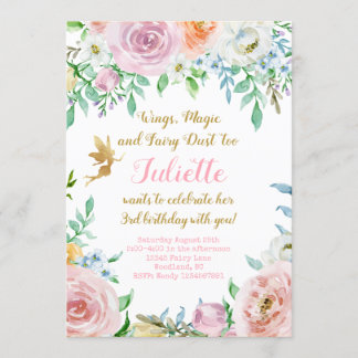 Floral Fairy Party Invitation, Fairy Invitation