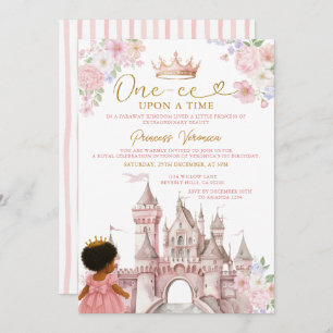 Floral Fairytale African American Girl Birthday Invitation