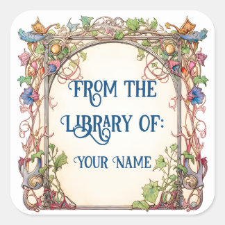 Floral Fairytale Bookplate for Your Child Square Sticker
