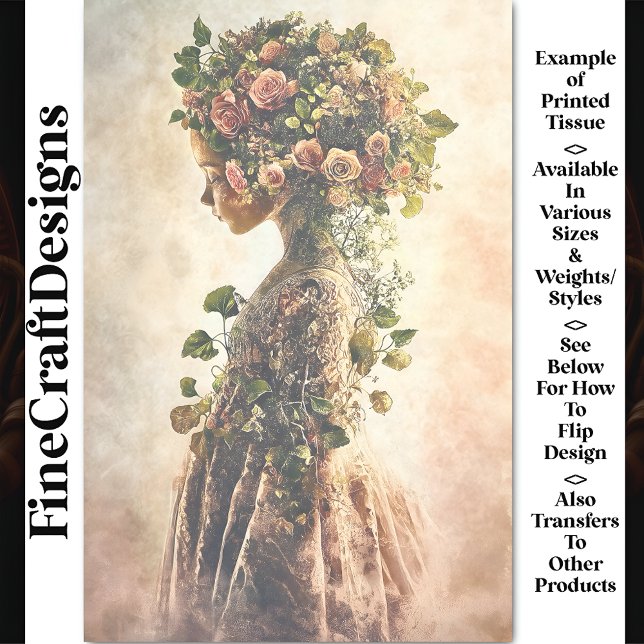 Floral Fairytale Child & Pink Roses AU4 Decoupage Tissue Paper (Creator Uploaded)