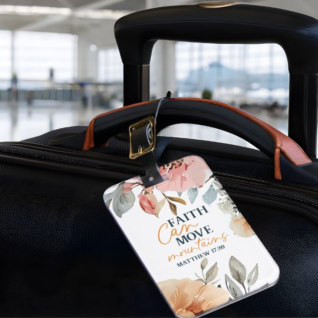 Floral Faith Can Move Mountains Luggage Tag (Creator Uploaded)