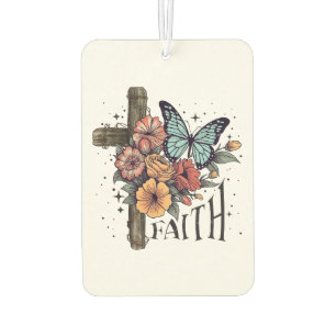 Floral Faith Cross Car Air Freshener