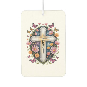 Floral Faith Cross Car Air Freshener
