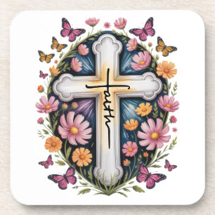 Floral Faith Cross  Coaster