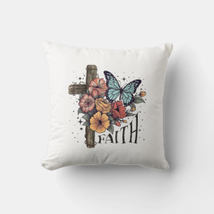 Floral Faith Cross Cushion