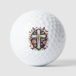 Floral Faith Cross Golf Balls