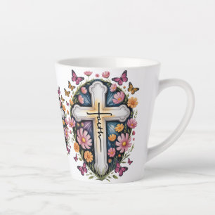 Floral Faith Cross Latte Mug