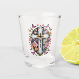 Floral Faith Cross Shot Glass