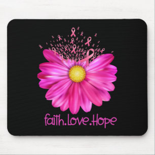Floral Faith Love Hope Breast Cancer Awareness Mouse Pad