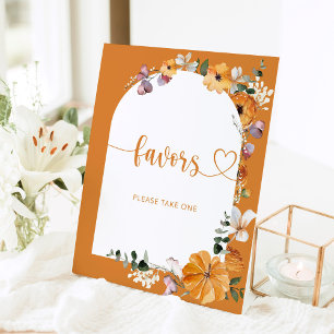 Floral fall arch pumpkin Favour please take one Pedestal Sign