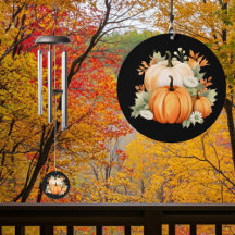 Floral Fall Autumn Pumpkins Wind Chime
