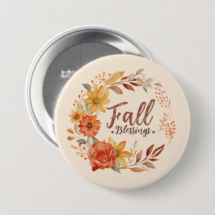 Floral Fall Blessings 7.5 Cm Round Badge