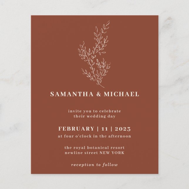 Floral Fall Boho Terracotta brown Botanical budget Flyer (Front)