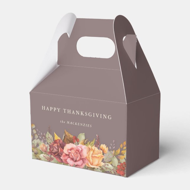 Floral Fall Border Thanksgiving Favour Box (Front Side)