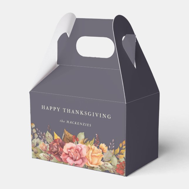Floral Fall Border Thanksgiving Favour Box (Front Side)