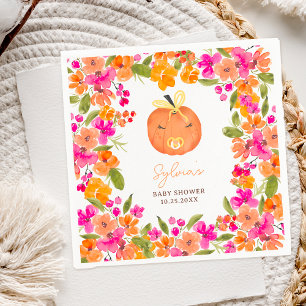 Floral Fall cute little pumpkin baby shower Napkin