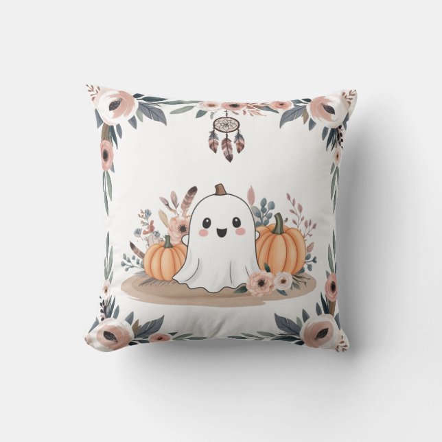 Floral Fall Halloween Cushion (Front)