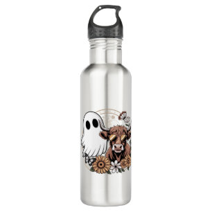 Floral Fall Highland Cow Ghost 710 Ml Water Bottle