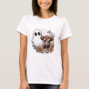 Floral Fall Highland Cow Ghost T-Shirt