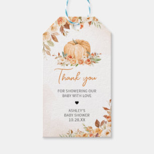 Floral Fall Little Pumpkin Baby Shower Favour Tags