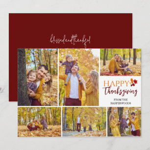 Floral Fall Modern thanksgiving family photo Holiday Card