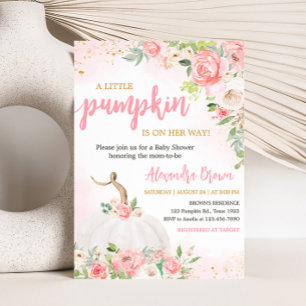 Floral Fall Pumpkin Baby Shower Invitation