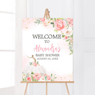 Floral Fall Pumpkin Baby Shower Welcome Poster