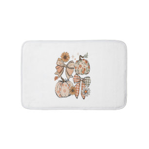 Floral Fall Pumpkin Coquette Boho Fall Bow Bath Mat