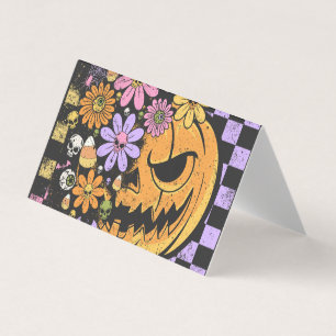 Floral Fall Pumpkin Halloween Business Card