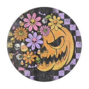 Floral Fall Pumpkin Halloween Cutting Board