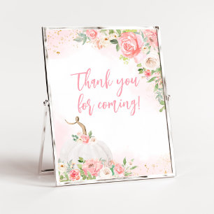 Floral Fall Pumpkin Thank You for Coming Poster