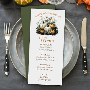 Floral Fall Pumpkin Thanksgiving Dinner Menu