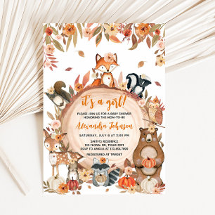 Floral Fall Pumpkin Woodland Baby Shower  Invitation