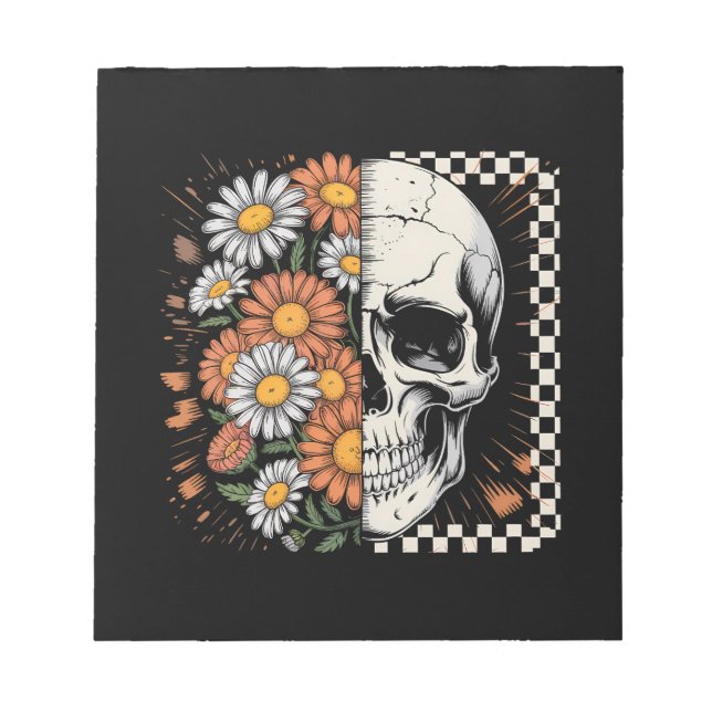Floral Fall Skeleton Boho Halloween Notepad (Front)