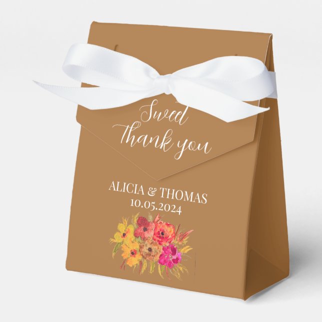 Floral Fall Terracotta Rustic Boho Wedding  Favour Box (Front Side)