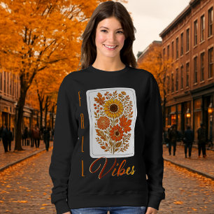 Floral Fall Vibes-Gold Outlined Modern Typography Sweatshirt