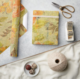 Floral Fall Watercolors Abstract Pattern Wrapping Paper