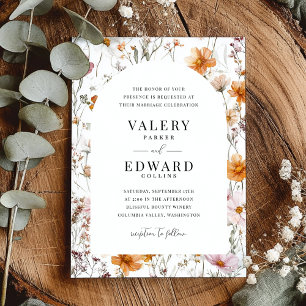 Floral Fall Wedding Boho Elegant Wildflowers Invitation