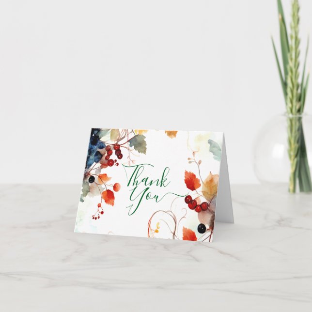 Floral Fall Wedding Thank You Card (Front)