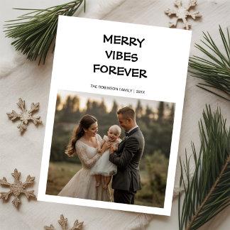 Floral Family Christmas Card, Merry Vibes Forever, Holiday Card