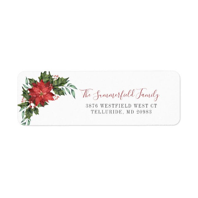 Floral Family Name Botanical Script Return Address Label (Front)