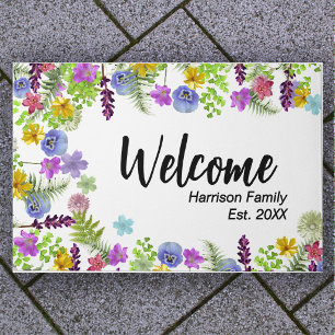 Floral Family Name Established Year Cute Outdoor Doormat