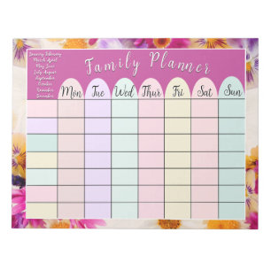 Floral Family Planner  Notepad