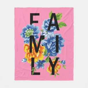 Floral Family Quote Fleece Blanket