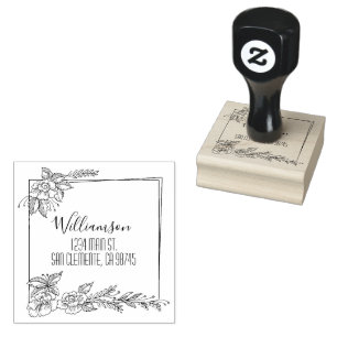 Floral Family Return Address Rubber Stamp