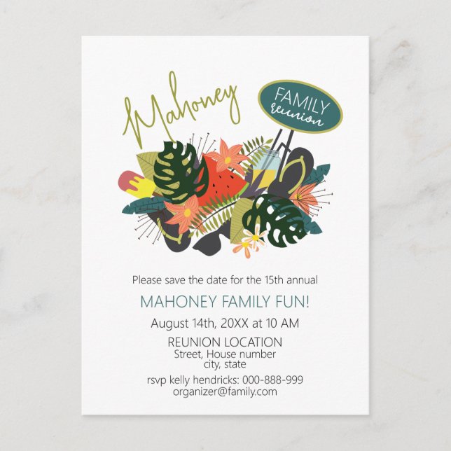Floral Family Reunion Save the Date Postcard (Front)