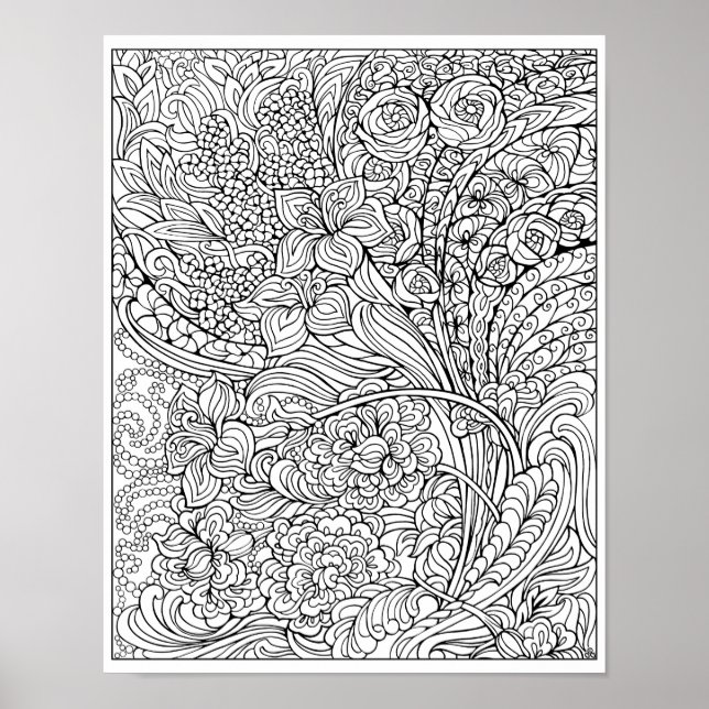 Floral Fancy Coloring Poster (Front)