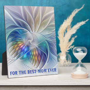 Floral Fantasy, Abstract Fractal Flower Best Mum Plaque