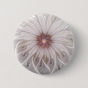 Floral Fantasy, Abstract Modern Pastel Flower 6 Cm Round Badge