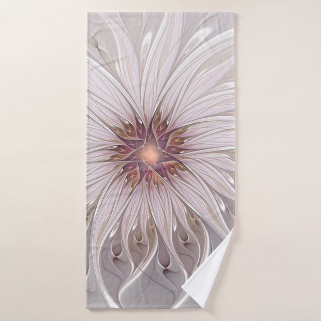 Floral Fantasy, Abstract Modern Pastel Flower Bath Towel (Bath Towel)